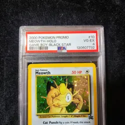 2000 Pokemon Promo Game Boy Black Star #10 Meowth Holo PSA 4 - Image 2