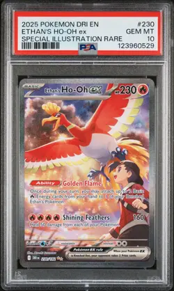 2025 POKEMON DRI EN-DESTINED RIVALS #230 ETHAN'S HO-OH EX PSA 10 - Image 1