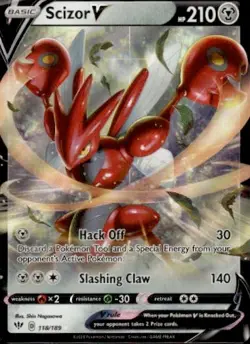 Scizor V 118/189 Ultra Rare Darkness Ablaze Pokemon TCG Holo SWSH - Image 1