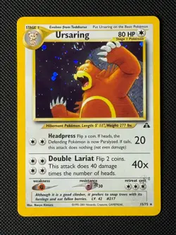 Pokemon Cards Ursaring 15/75 Holo Neo Discovery Holo Rare NM - Image 1