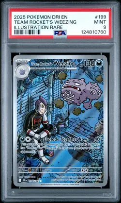 2025 POKEMON DESTINED RIVALS ILLUSTRATION RARE #199 TEAM ROCKET'S WEEZING PSA 9 - Image 1