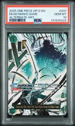 2025 ONE PIECE OP12-037 LEGACY OF THE MASTER DEAD MAN'S GAME ALT ART PSA 10 - Image 1