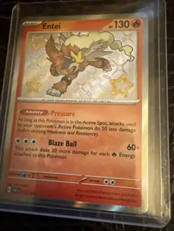Pokemon TCG Entei Holo Rare Baby Shiny Paldean Fates 112/091 Near Mint - Image 1
