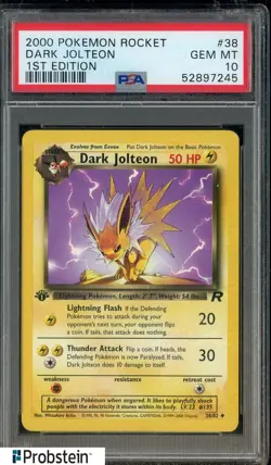 2000 Pokemon Rocket 1st Edition #38 Dark Jolteon PSA 10 GEM MINT - Image 1