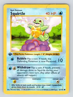 MP Squirtle 1st Edition 63/102 - Pokemon 1st Edition Base Set (Shadowless) - Image 1