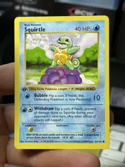 1st Edition Squirtle 63/102 Base Set SHADOWLESS 1999 Pokemon Card TCG - Image 3