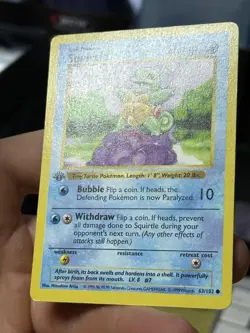 1st Edition Squirtle 63/102 Base Set SHADOWLESS 1999 Pokemon Card TCG - Image 5