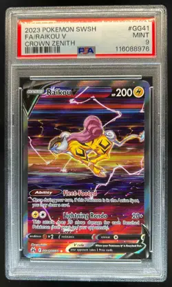 2023 Pokemon SWSH Crown Zenith Raikou V Galarian Gallery #GG41/GG70 PSA 9 - Image 1