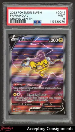 2023 Pokemon Sword & Shield Crown Zenith Galarian Gallery #GG41 Raikou V PSA 9 - Image 1
