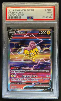 2023 Pokemon SWSH Crown Zenith Raikou V Galarian Gallery #GG41/GG70 PSA 9 - Image 1
