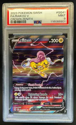 2023 Pokemon SWSH Crown Zenith Raikou V Galarian Gallery #GG41/GG70 PSA 9 - Image 1