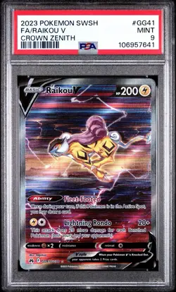 PSA 9 Raikou V GG41 Pokemon 2023 Full Art Galarian Gallery Crown Zenith - Image 1