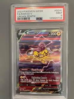 2023 Pokemon SWSH Crown Zenith Raikou V Galarian Gallery #GG41 Full Art PSA 9 - Image 1