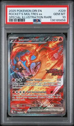 Pokemon TCG: Team Rocket’s Moltres Ex 229/182 Stamped (Destined Rivals) PSA 10 - Image 1