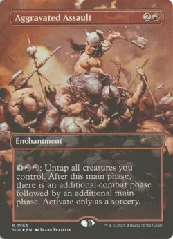 MTG Aggravated Assault (1983) *Rainbow Foil* Secret Lair: Frank Frazetta MT/NM - Image 1