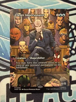 Borderless Clever Impersonator 0008 - MTG Spider-Man - Near Mint Mythic - Image 1