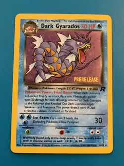 Prerelease Dark Gyarados 8/82 Team Rocket Holo Rare Vintage Pokemon Card - NM - Image 1