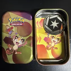 *EMPTY* Pokemon 151 Mini Tin Set Meowth (Including Art and Coin) - Image 1
