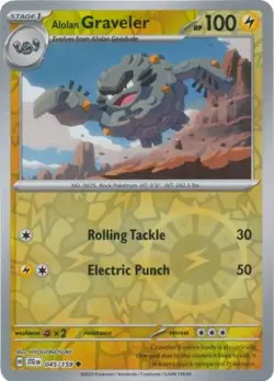 ALOLAN GRAVELER 045/159 JOURNEY TOGETHER POKEMON (REVERSE HOLO, NM) - Image 1