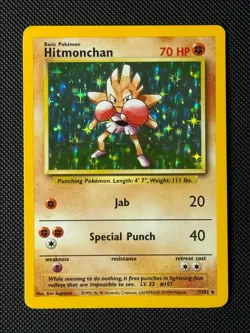 Pokemon Cards Hitmonchan 7/102 Holo Base Set Rare LP - Image 1
