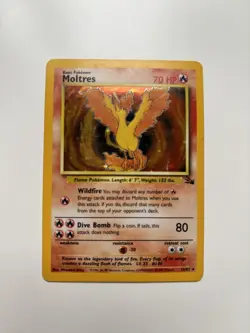 Moltres Fossil Holo Rare Pokemon TCG Card Set 12/62 Vintage 1999 - Image 1