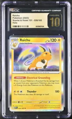 Pokemon Raichu 026/165 Holo English Scarlet Violet 151 - CGC 10 PRISTINE - Image 1