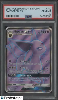 2017 Pokemon Sun & Moon #140 FA Espeon GX PSA 10 GEM MINT - Image 1