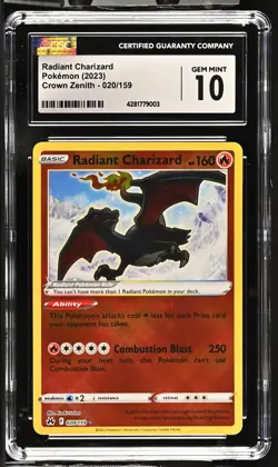 Pokemon Radiant Charizard 020/159 CGC Gem Mint 10 Crown Zenith 2023 - Image 1