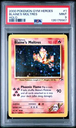 2000 POKEMON GYM HEROES HOLO #1 BLAINE'S MOLTRES PSA 9 - Image 1