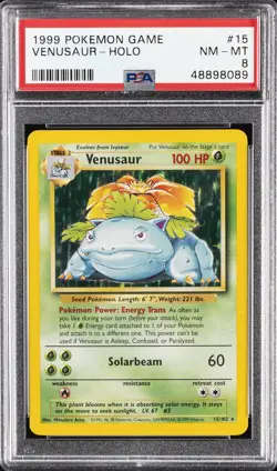 1999 POKEMON GAME #15 VENUSAUR-HOLO PSA 8 - Image 1