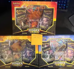 LOT of 3 Pokemon Hidden Fates GX Collection Boxes – Charizard, Raichu, Gyrados - Image 1
