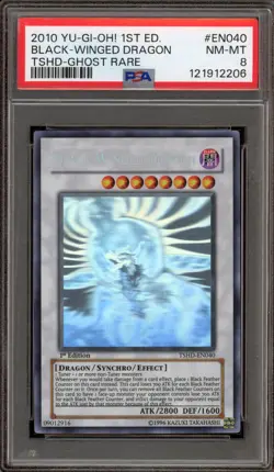 Yu-Gi-Oh! Black Winged Dragon 1st Edition Ghost Rare TSHD-EN040 PSA 8 - Image 1