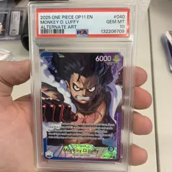 MONKEY D LUFFY OP11-040 ALT ART LEADER A FIST OF DIVINE SPEED PSA 10 - Image 1
