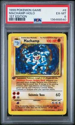 1999 POKEMON BASE SET 1ST EDITION #8 MACHAMP-HOLO PSA 6 - Image 1