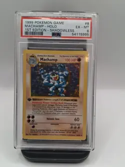 1999 POKEMON BASE SET 1ST EDITION - SHADOWLESS #8 MACHAMP - HOLO PSA 6 vintage - Image 1