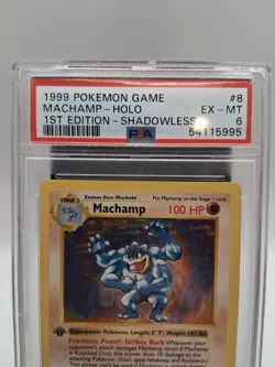 1999 POKEMON BASE SET 1ST EDITION - SHADOWLESS #8 MACHAMP - HOLO PSA 6 vintage - Image 3
