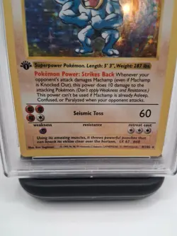 1999 POKEMON BASE SET 1ST EDITION - SHADOWLESS #8 MACHAMP - HOLO PSA 6 vintage - Image 4