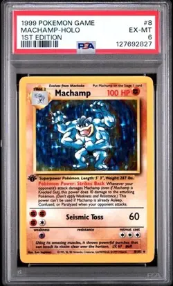 1999 POKEMON BASE SET 1ST EDITION #8 MACHAMP-HOLO PSA 6 - Image 1