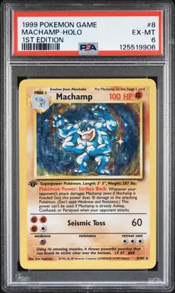 1999 POKEMON BASE SET 1ST EDITION #8 MACHAMP-HOLO PSA 6 - Image 1