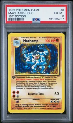 1999 POKEMON BASE SET 1ST EDITION #8 MACHAMP-HOLO PSA 6 - Image 1