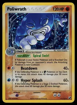 Poliwrath - 11/115 - Ex Unseen Forces Holo Rare Pokemon Card -- LP - Image 1