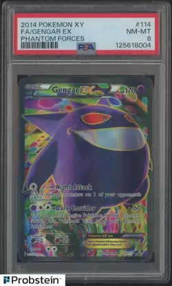 2014 Pokemon XY Phantom Forces Full Art Gengar Ex #114 PSA 8 NM-MT - Image 1