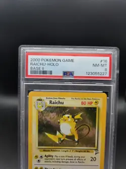 2000 Pokemon Base Set 2 Raichu #16 English Holo 16/130 PSA 8 NM-MT w/Swirl🌀 - Image 2
