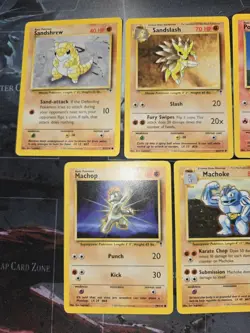 Legendary Collection 5 Card Lot Sandshrew, Sandslash, Ponyta, Machop, Machoke... - Image 2
