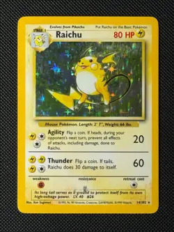 Pokemon Cards Raichu 14/102 Holo Base Set Rare LP - Image 1