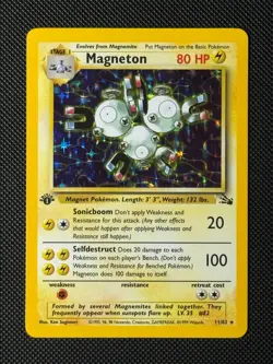 Pokemon Cards Magneton 11/62 1ST EDITION Holo Fossil Holo Rare NM - Image 1