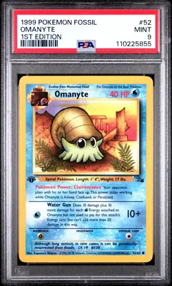 PSA 9 1st Edition Omanyte 52/62 Fossil Pokemon Card 1999 WOTC TCG - Image 1