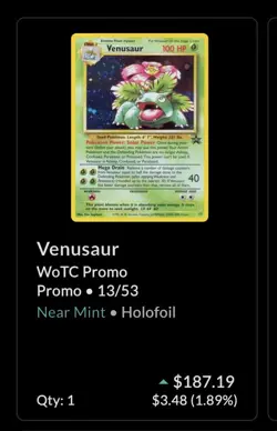Pokemon TCG Holo Promo Venusaur 1999 Black Star #13 Nm Rare Vintage Base Set ￼ - Image 3
