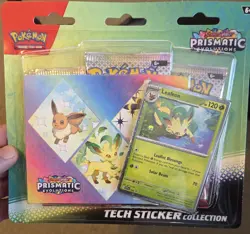 Pokemon Prismatic Evolutions Tech Sticker Collection & Leafeon Promo, New Sealed - Image 1