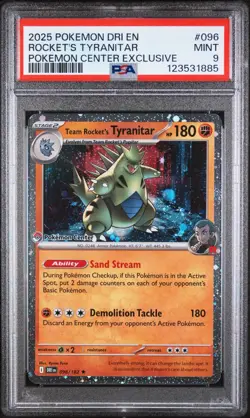 Pokemon - Team Rockets Tyranitar - Pokemon Center Stamped - 096/182 - PSA 9 - Image 1